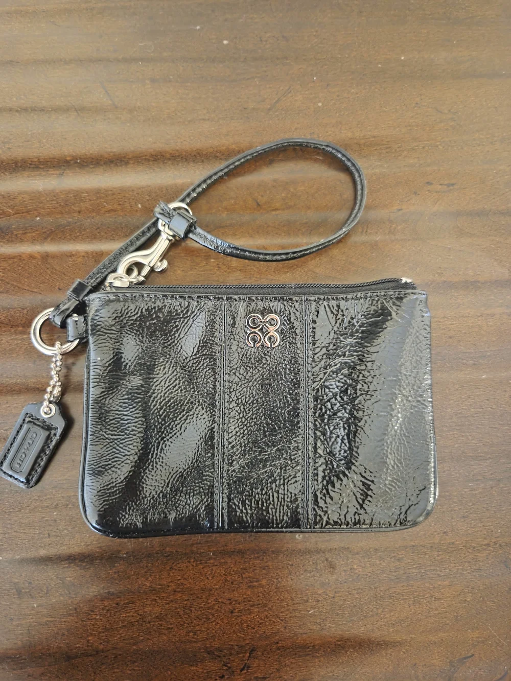 Like New, Vintage Coach Black Patent Leather Wristlet Clutch